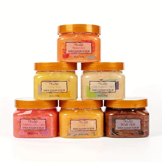 Vegan Sea Sugar Scrub | Mango, Lemon, Blueberry | Organic Skin Exfoliator