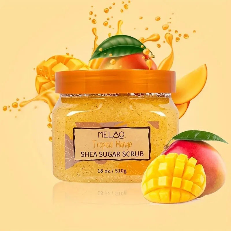 Vegan Sea Sugar Scrub | Mango, Lemon, Blueberry | Organic Skin Exfoliator
