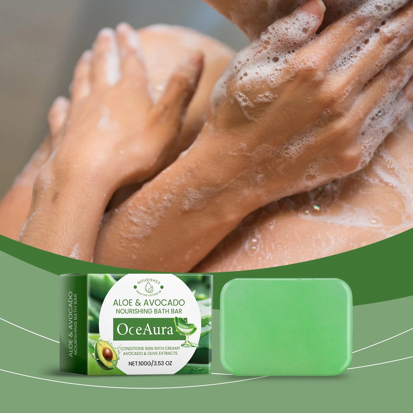 Oce Aura 100g Aloe Vera Herbal Soap Natural Bar Gentle Facial And Body Cleanser for Men & Women Soothing Nourishing