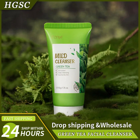 Green Tea Facial Cleanser Skin Deep Cleansing Moisturizing Blackhead Removal Skincare Face Wash Foam Face Cleanser Skin Care
