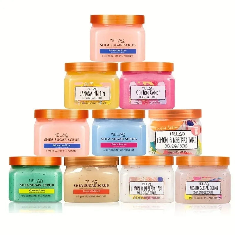 Vegan Sea Sugar Scrub | Mango, Lemon, Blueberry | Organic Skin Exfoliator