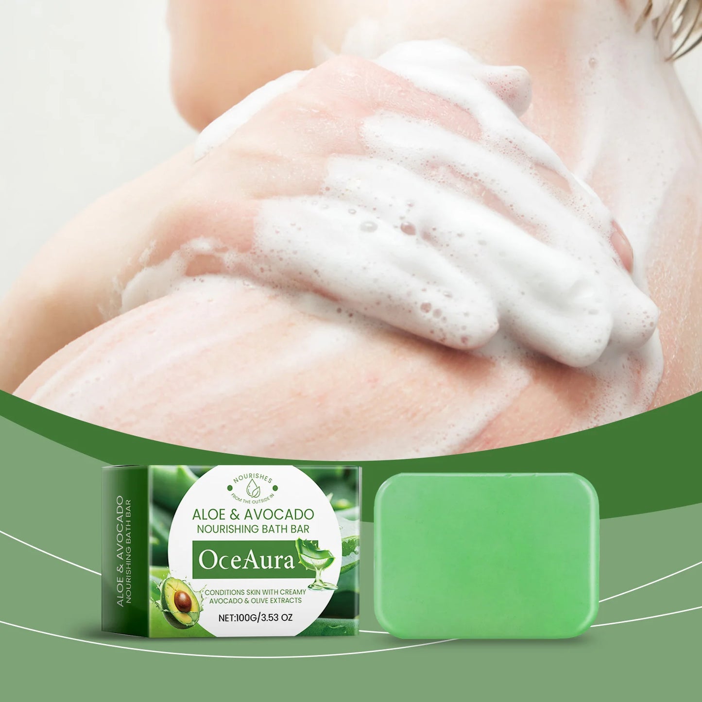 Oce Aura 100g Aloe Vera Herbal Soap Natural Bar Gentle Facial And Body Cleanser for Men & Women Soothing Nourishing