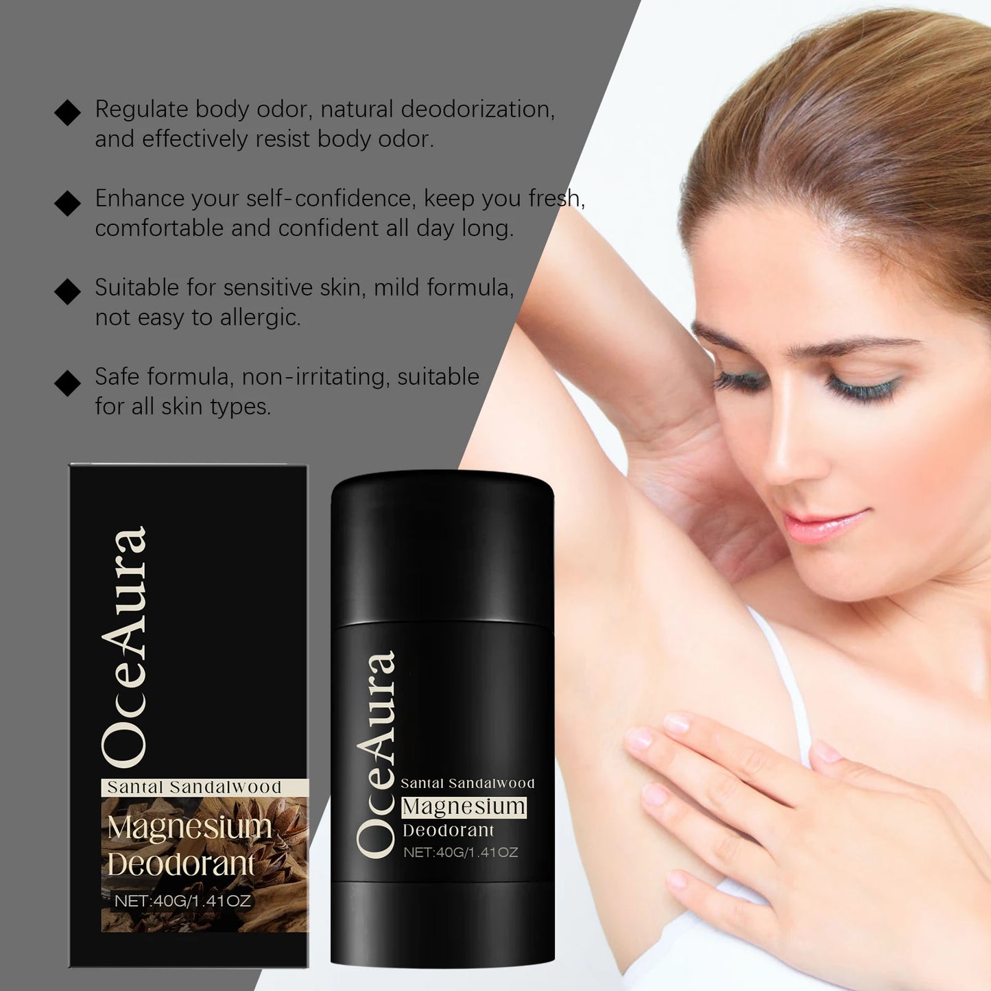 Sandalwood Deodorant Cream for Men Reduce Underarm Odor Long Lasting Fragrance Sweat Removal Dry Sooth Skin Antiperspirant Stick