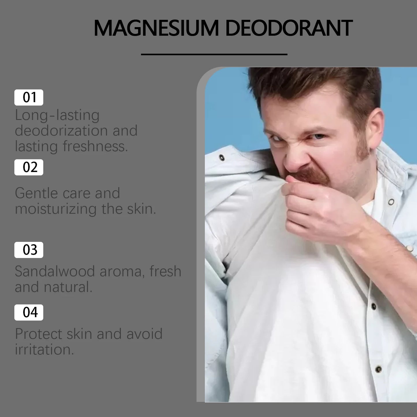 Sandalwood Deodorant Cream for Men Reduce Underarm Odor Long Lasting Fragrance Sweat Removal Dry Sooth Skin Antiperspirant Stick